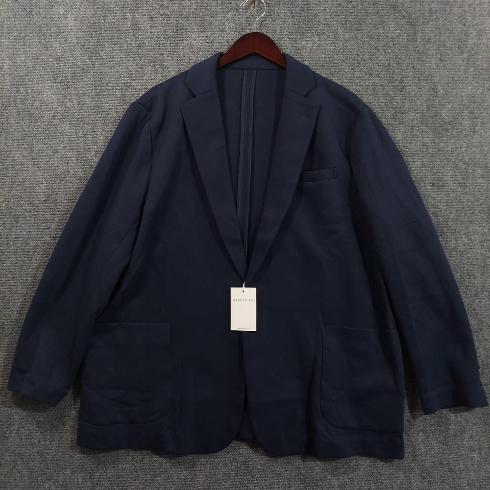 Dapper Boi Blazer Sport Coat Mens 3XL Blue Cotton Blend Stretch Casual Jersey